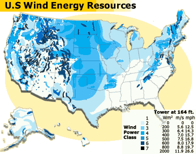 Wind Power Map, USA